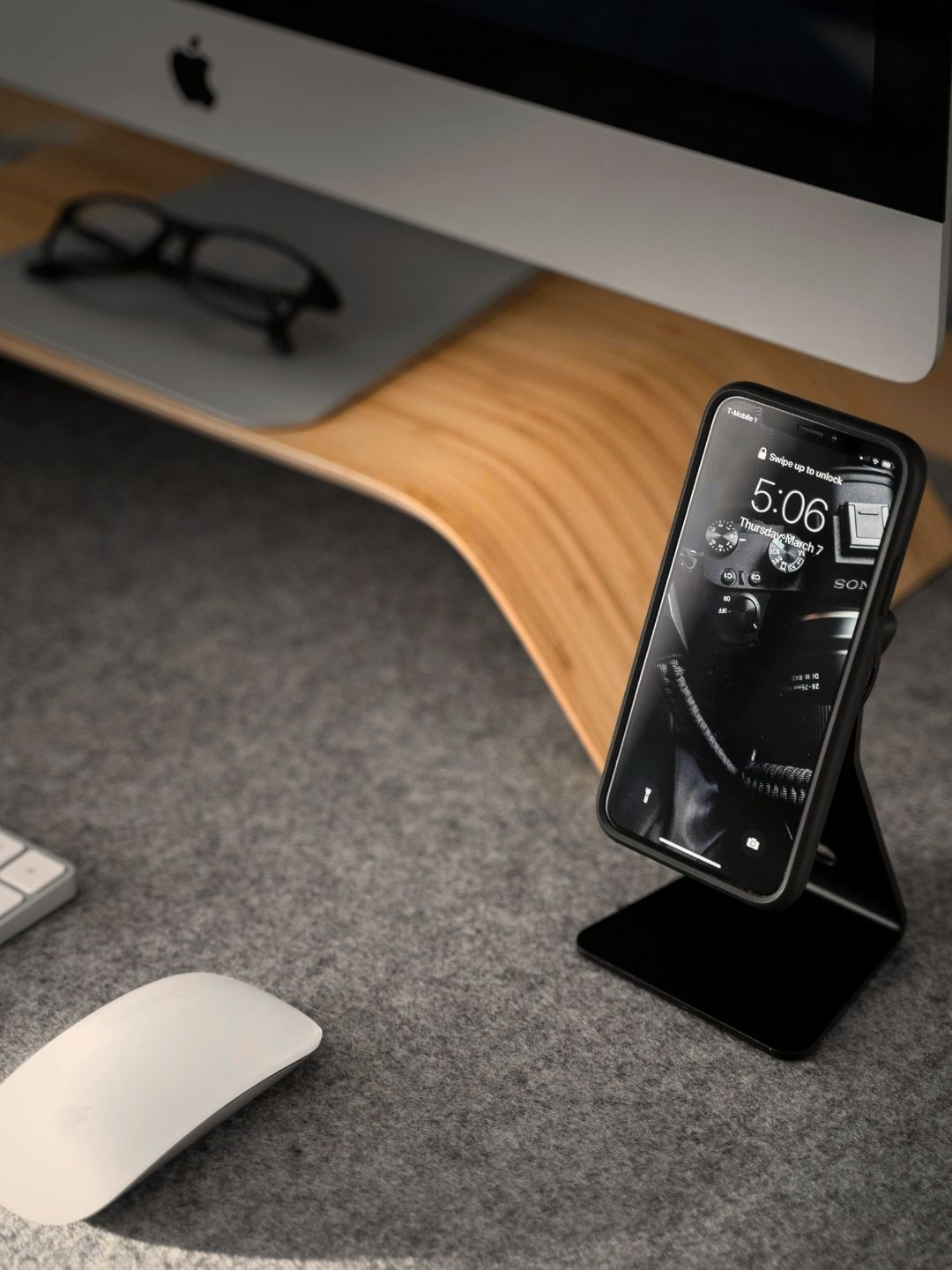 SootheForLife felt desk mat workspace overview with keyboard mouse and coffee setup