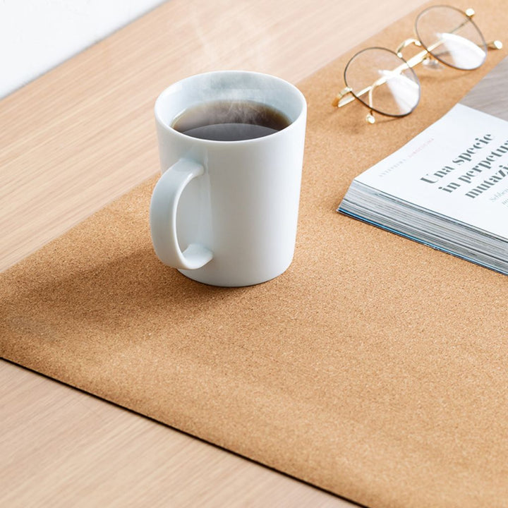 SootheForLife cork desk mat coffee setup hero image for cozy home offices