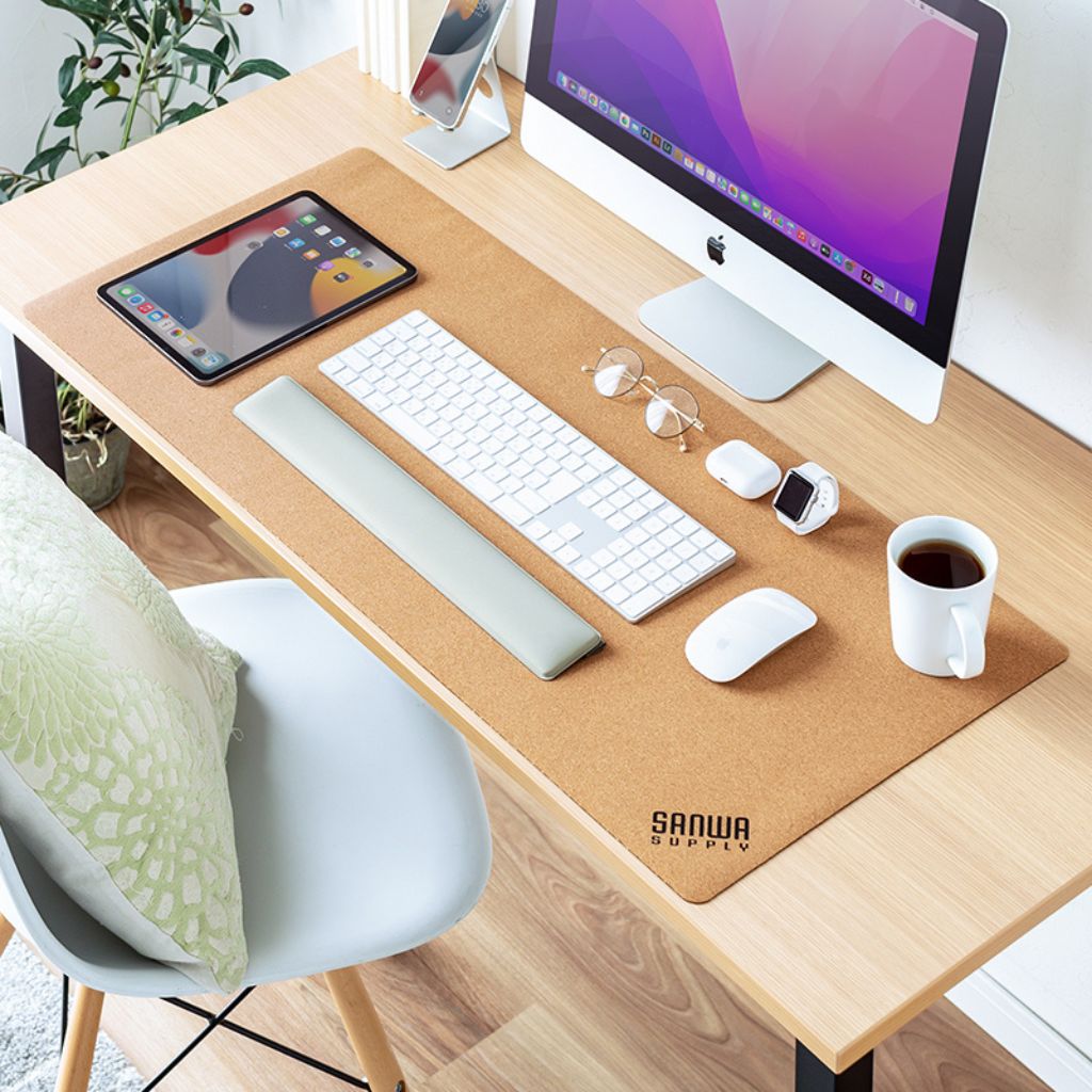 SootheForLife cork desk mat in home office setup for eco-friendly workspace users