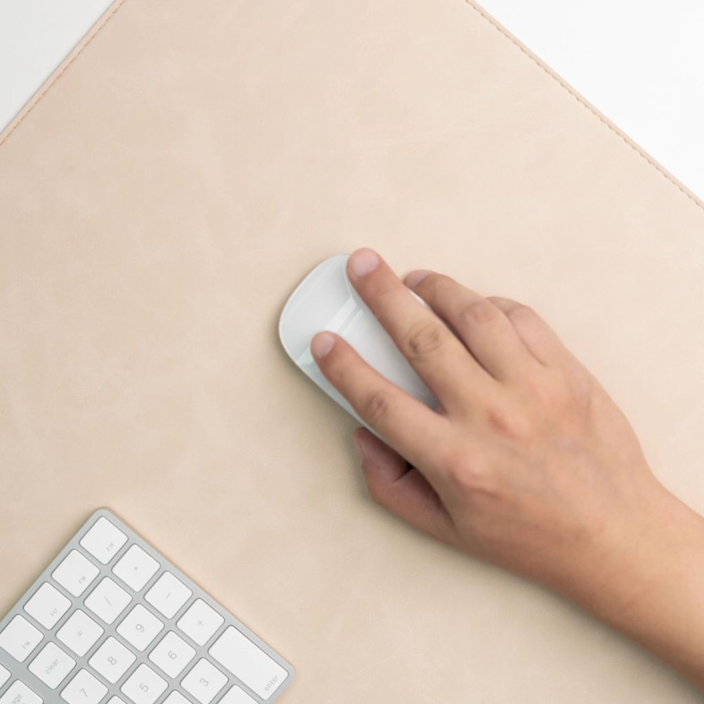 SootheForLife crazy horse style beige desk mat mouse use for elegant minimalist workspace