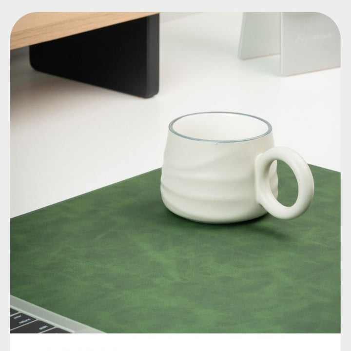 SootheForLife crazy horse style dark green desk mat with heat insulating mug for cozy workspace users