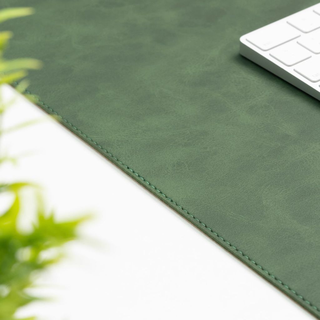 SootheForLife crazy horse style dark green desk mat wipe clean cloth demo for easy maintenance