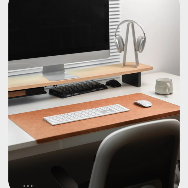 SootheForLife crazy horse style brown desk mat wide desktop view for product showcase