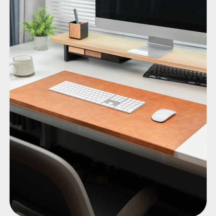 SootheForLife crazy horse style brown desk mat office setup for elegant workspace users