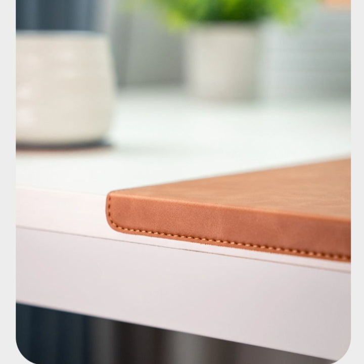 SootheForLife crazy horse style brown desk mat turned edge closeup for premium leather detail