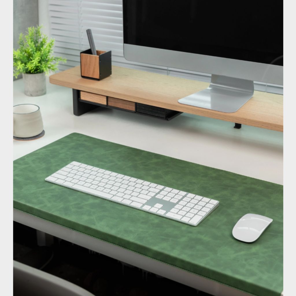 SootheForLife crazy horse style dark green desk mat keyboard setup for minimalist workspace