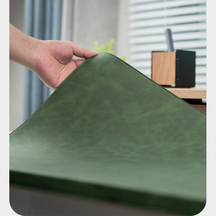 SootheForLife crazy horse style dark green desk mat lift corner detail for product showcase