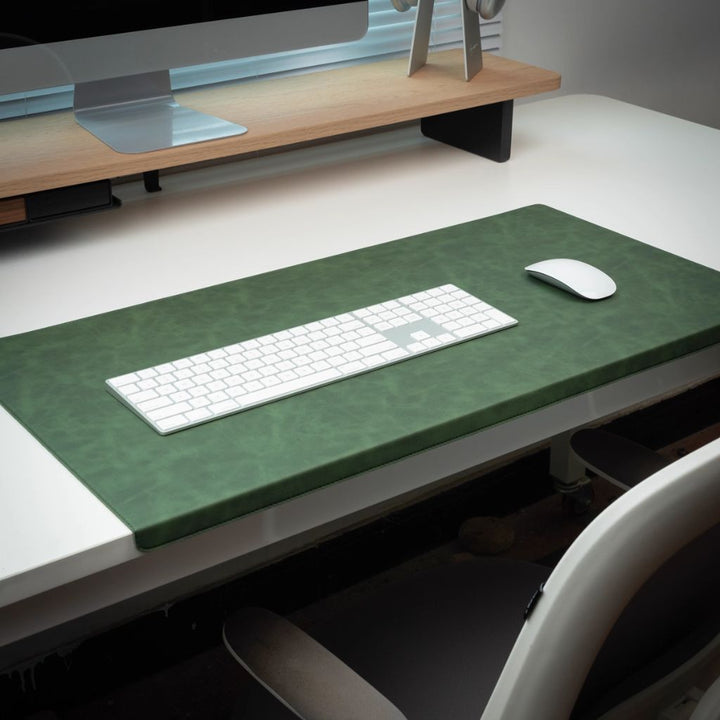 SootheForLife crazy horse style dark green desk mat office setup for elegant workspace