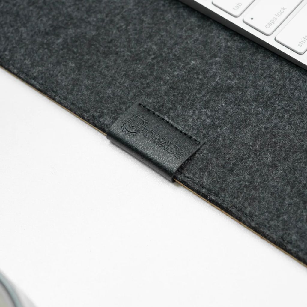 SootheForLife desk mat strap and edge detail closeup showing fine stitching craftsmanship