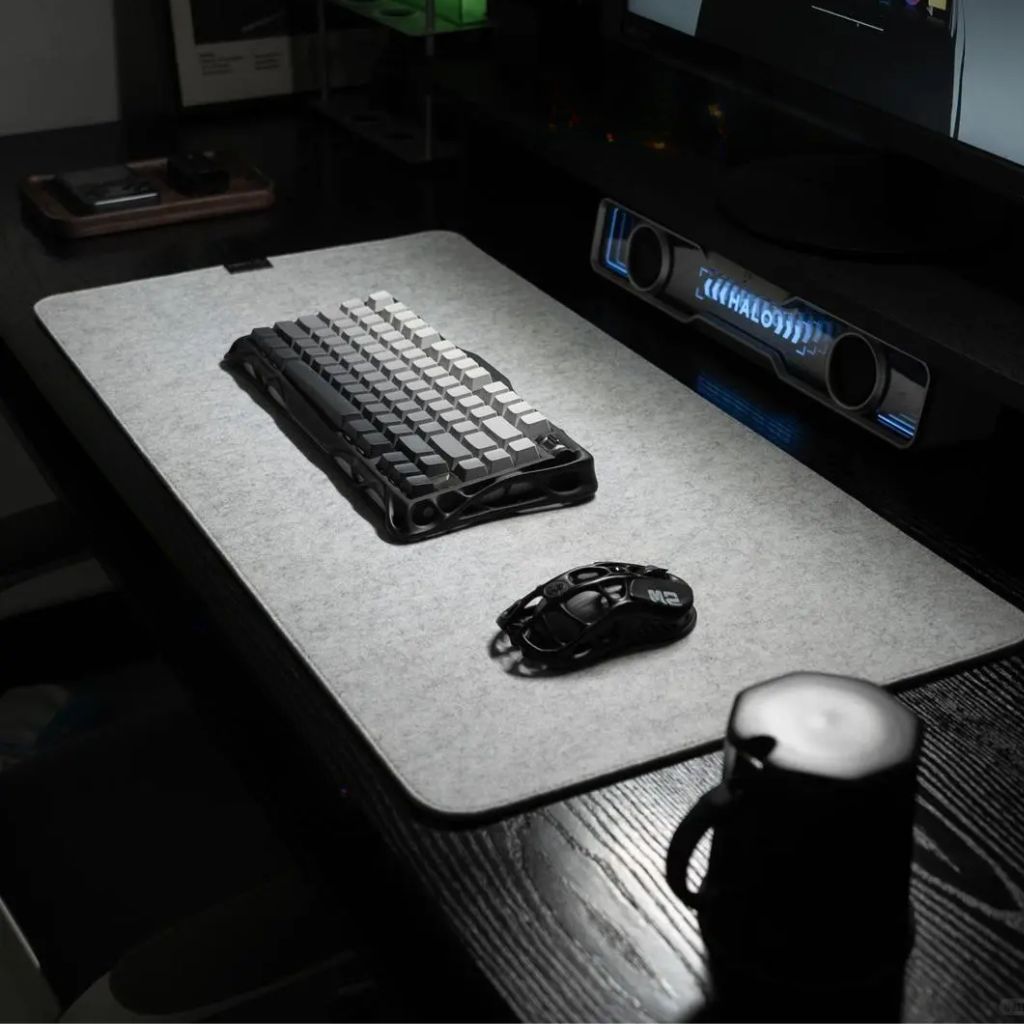 SootheForLife felt desk mat coffee cup scene for warm home office atmosphere