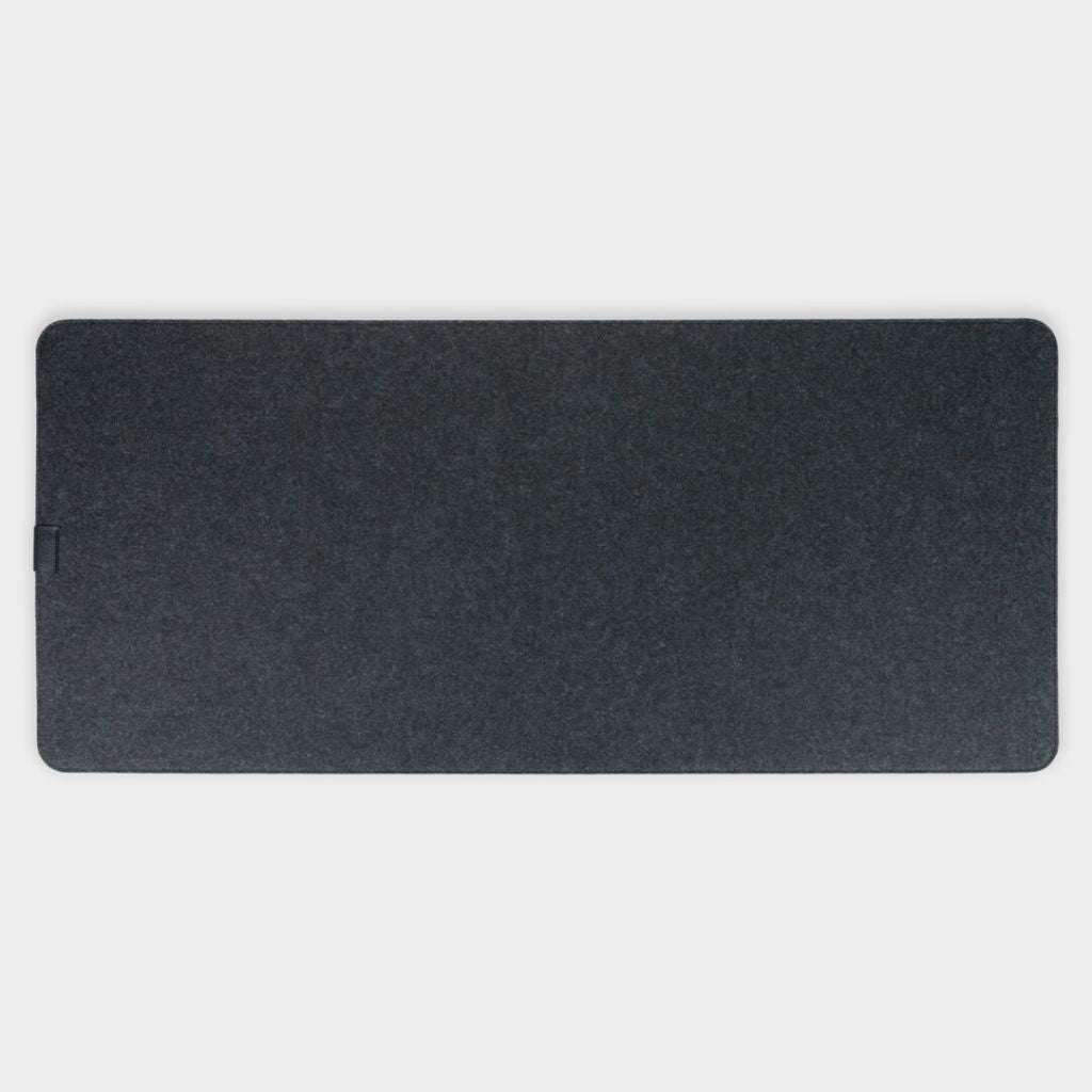 SootheForLife felt desk mat dark gray top view for modern desk aesthetic