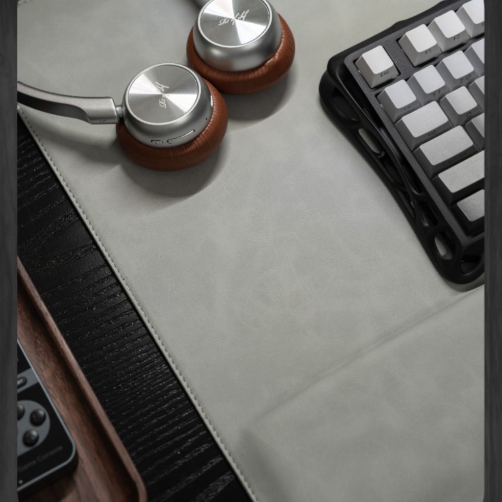 SootheForLife magnetic wrist rest desk mat light grey desk setup for cozy home offices