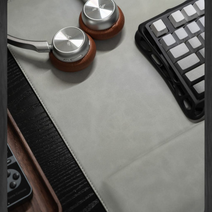 SootheForLife magnetic wrist rest desk mat light grey desk setup for cozy home offices