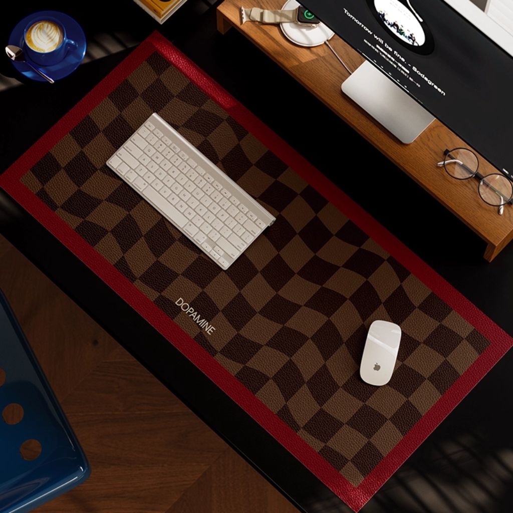 SootheForLife grid red-black desk mat for bold workspace users