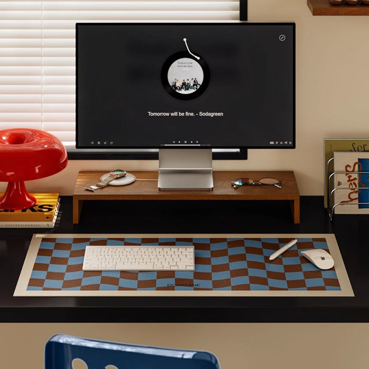 SootheForLife grid blue-brown desk mat for stylish modern office users