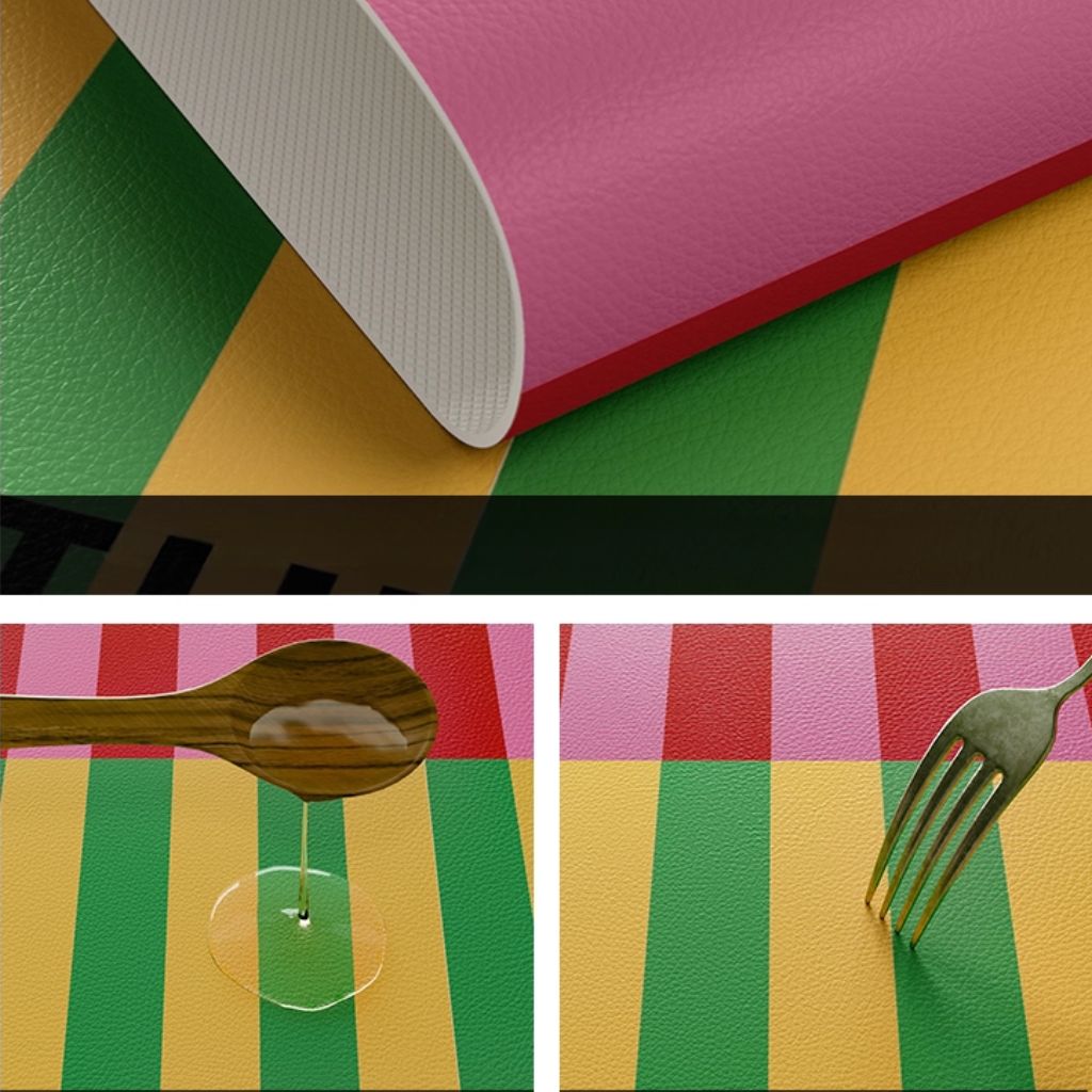 SootheForLife striped green-red desk mat detail for careful buyers