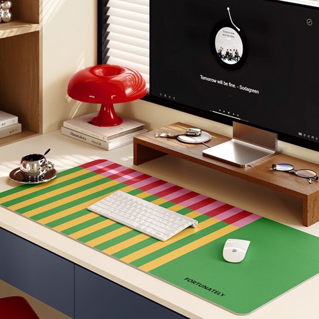 SootheForLife striped green-yellow desk mat for productivity-minded users