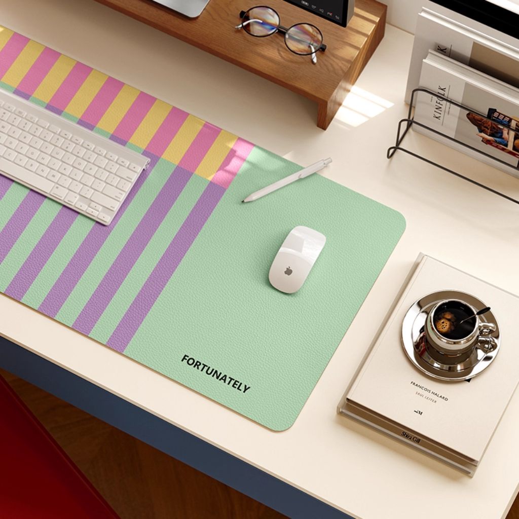 SootheForLife striped yellow-blue desk mat for organized desk users