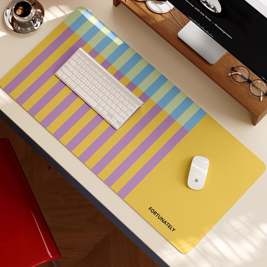 SootheForLife striped pink-yellow desk mat for everyday home office users