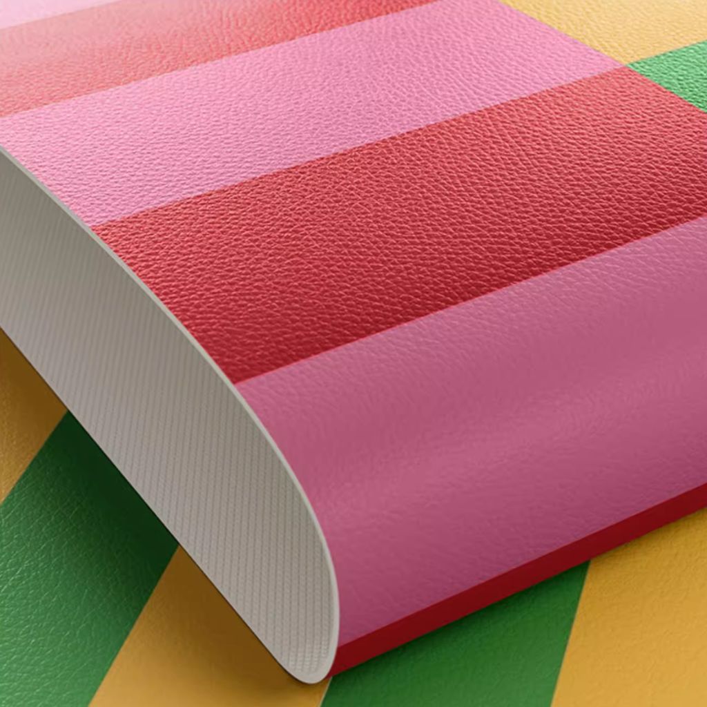 SootheForLife striped pink-yellow desk mat closeup for product-focused shoppers