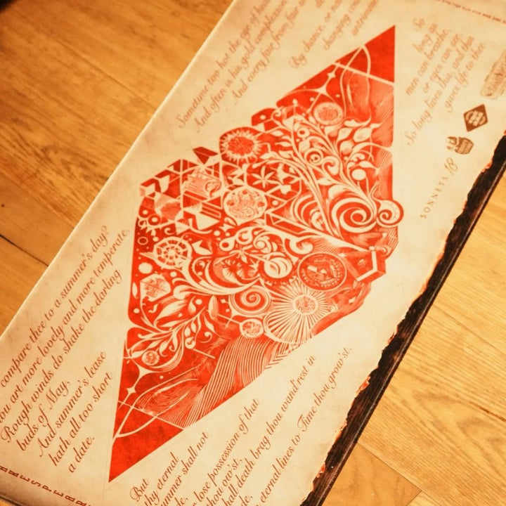 SootheForLife Shakespeare manuscript desk mat red illustration corner for artistic workspace users