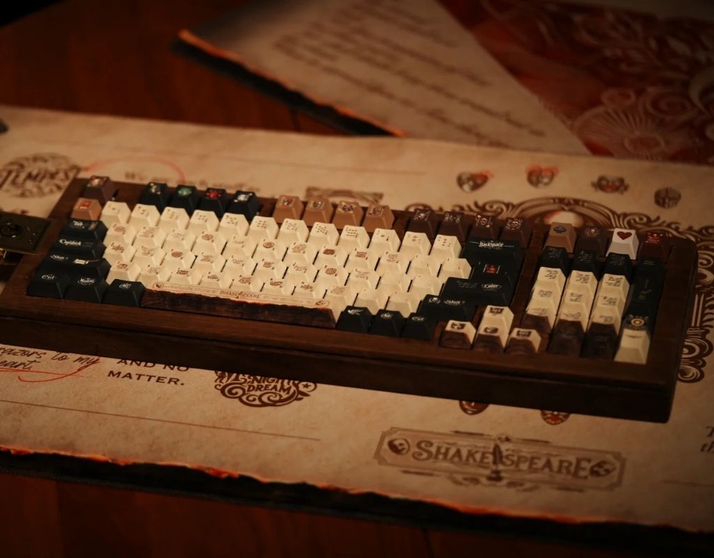 SootheForLife Shakespeare manuscript desk mat in warm desk scene for classic workspace users