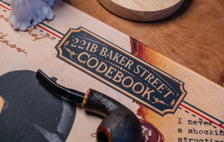 SootheForLife 221B Baker Street desk mat label closeup for product detail view