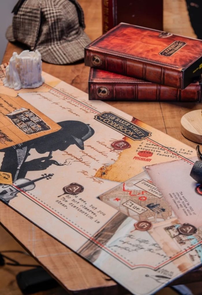 SootheForLife 221B Baker Street desk mat on wooden desk for classic workspace users